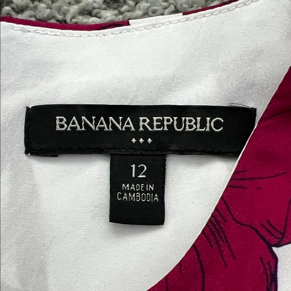 Banana Republic Women’s White & Burgundy Floral Sleeveless Shift Dress - Size 12 - Picture 6 of 9
